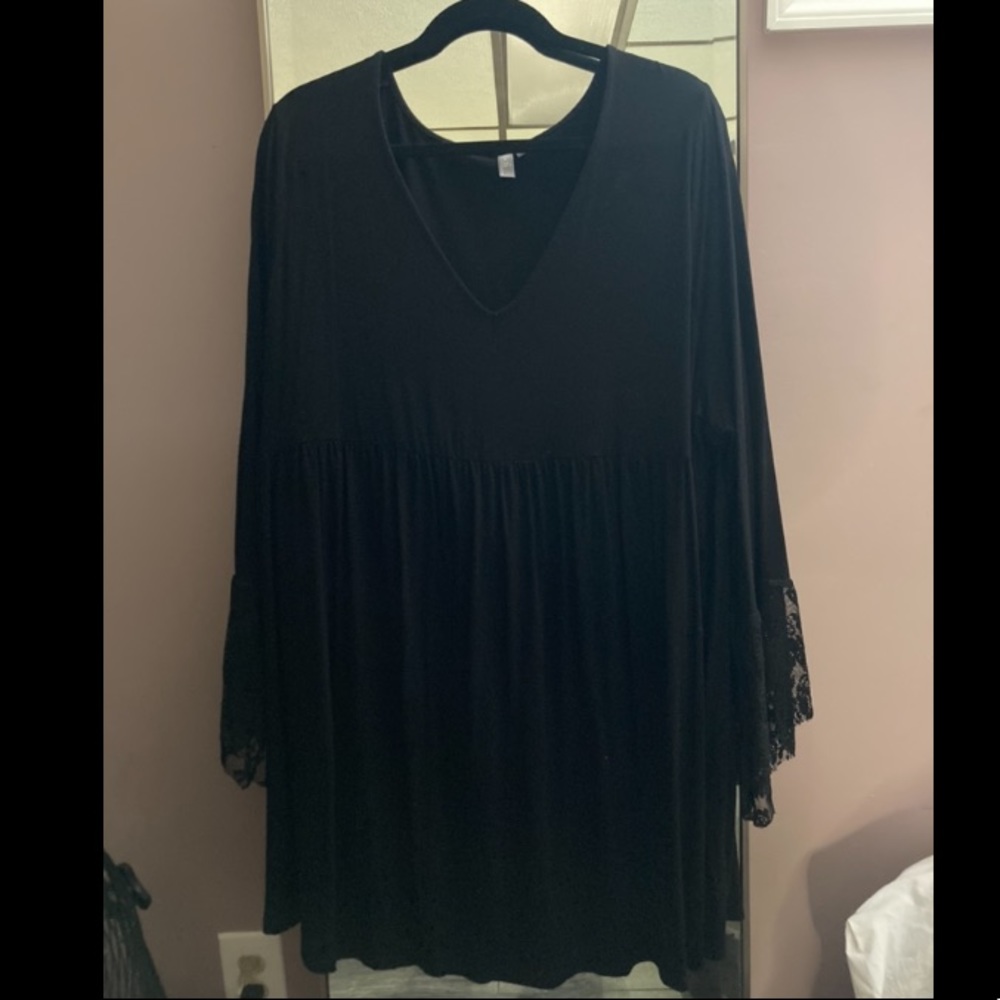 Black dress with lace bell sleeve